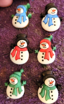+Christmas Snowman Snowmen Thumb Tacks Push Pins - 6pc Set - Fun & Unique!