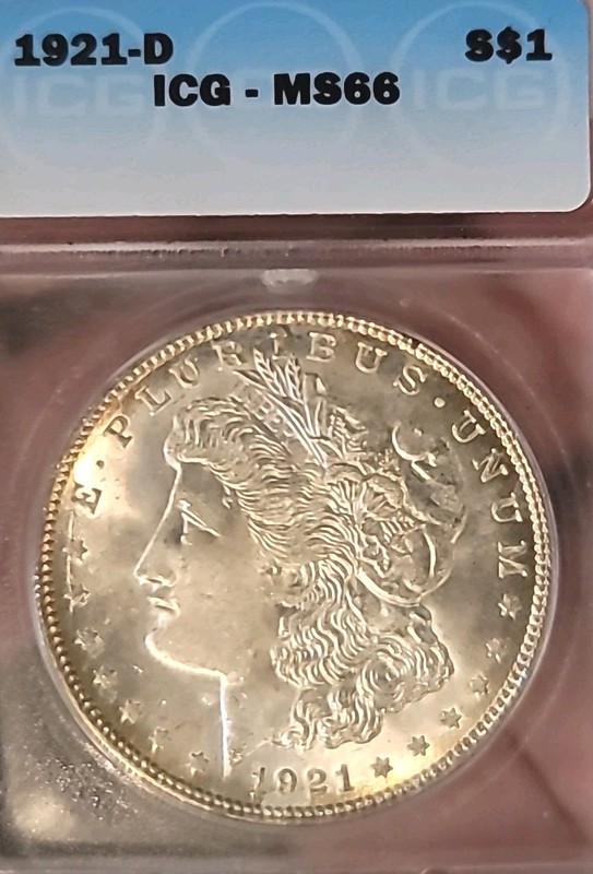 1921D Dollar Superb Blazy Creamy Luster Sharp Detail Hair/Feathers ICG66PQ