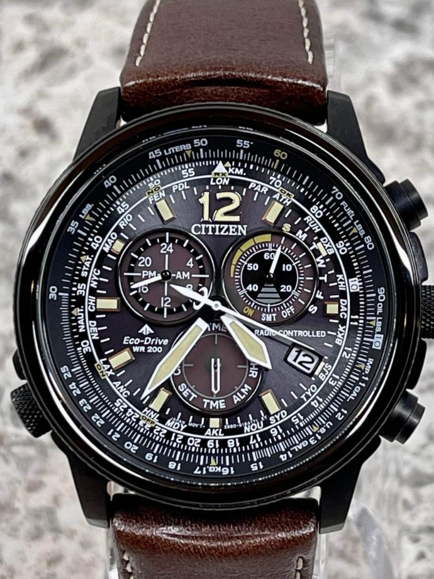 Pre-owned Citizen Promaster Sapphire Radio Controlled Black Dial Men's Watch Cb5865-15e