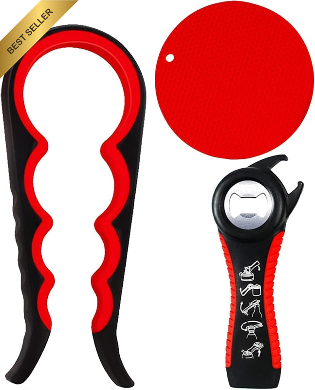 Easy Jar Opener Set, 3 Pack Set Bottle Opener Jar Opener Gripper Set Can Opener