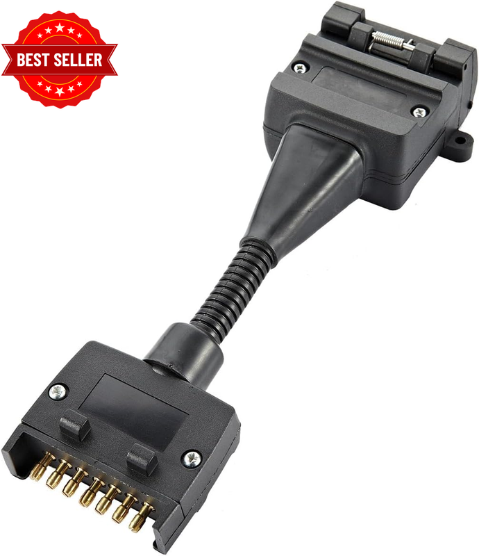 Trailer Adapter 7 Pin Flat Male Plug to 12 Pin Flat Female Socket for Pickup Tru