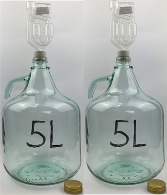2 x SET 5L Flasche + Stopfen + Gärröhrchen Weinballon Gärballon Gärbehälter 