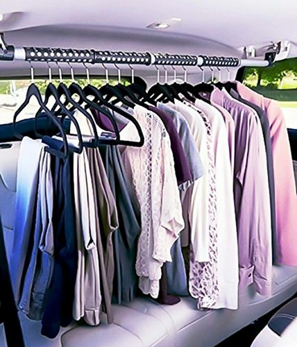 Zone Tech Expandable Car Clothes Hanger Clothing Rod Bar Garment Rack Holder