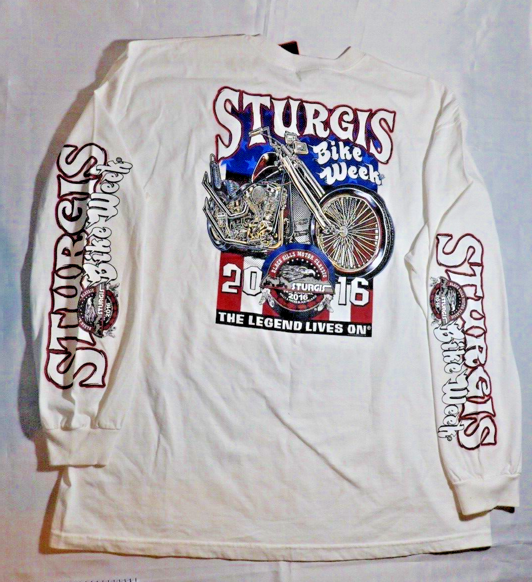 Hot Leathers Official Sturgis 2016 Bike Week Long Sleeve T-Shirt, Men's 3XL, NWT