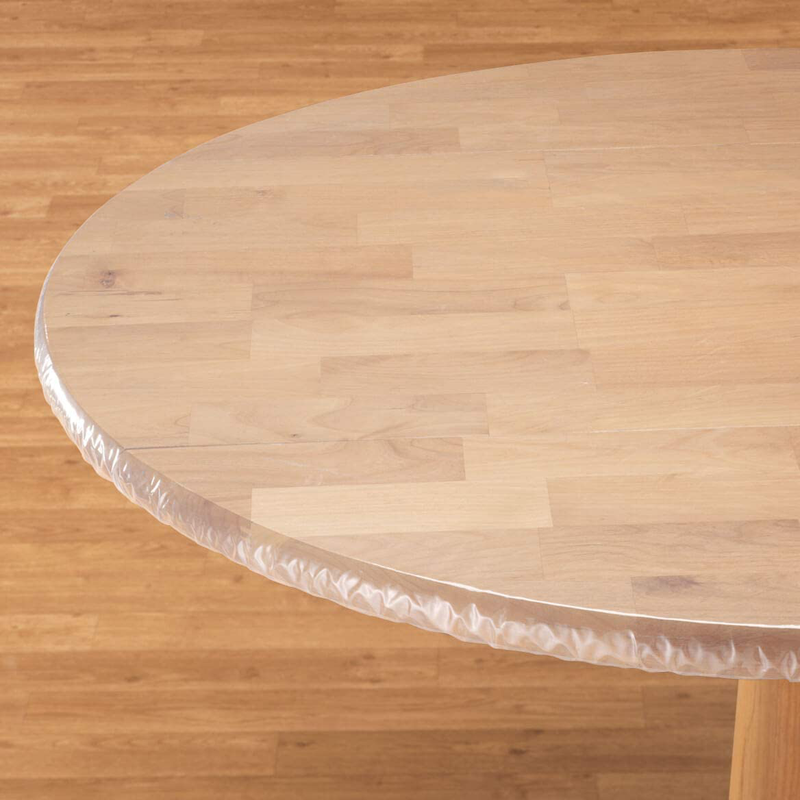 Fitted Table Cover 45&Prime;-56&Prime; Dia. Large round Transparent Protector Elastic Edge