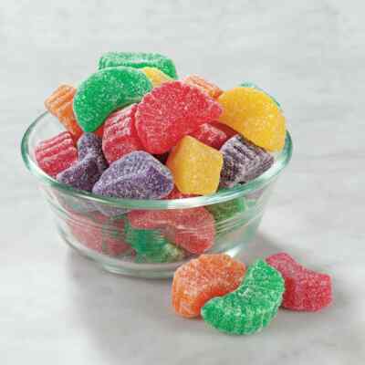 Sunrise 5 lb Assorted Fruit Slices - Sanded Jelly Candy - Lemon Grape Lime etc