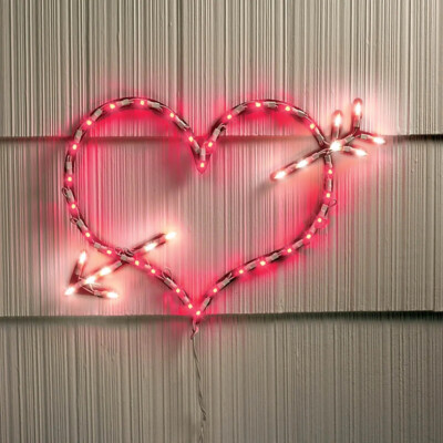 Valentine's Day Lighted Heart with Arrow Hanging Window Silhouette Decoration