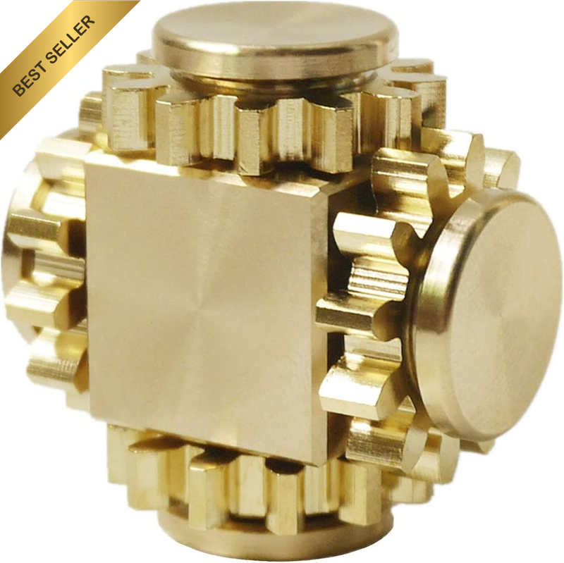 Fidget Cube Spinner,  Linkage 4 Gears Figity Spin Finger Games, Metal Brass with