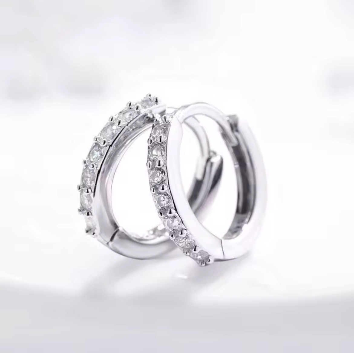 925 Sterling Silver Plated Square Cz Huggie Hoop Earrings Women Men