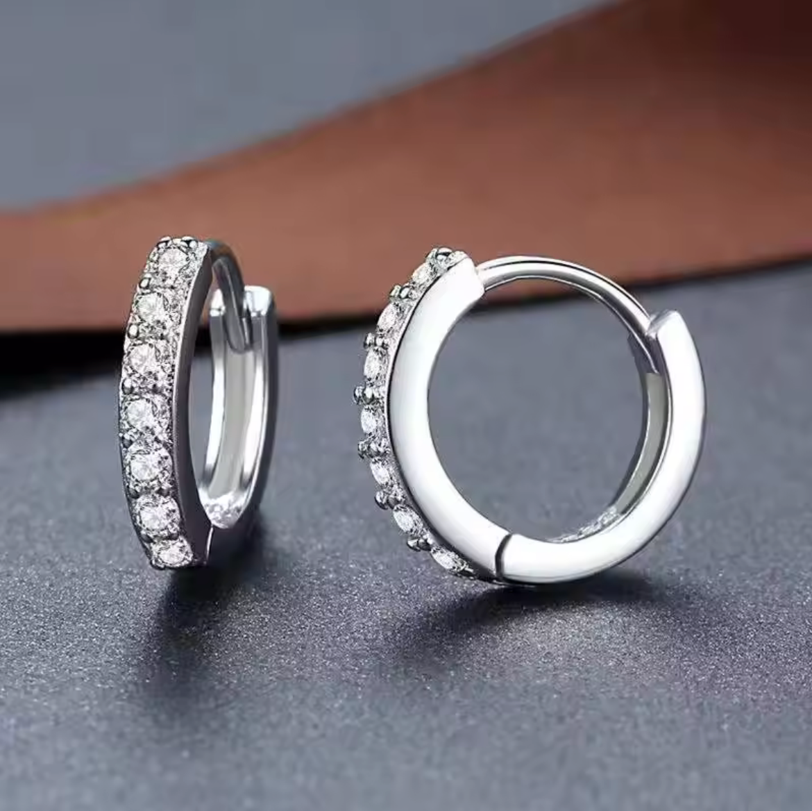 925 Sterling Silver Plated Square Cz Huggie Hoop Earrings Women Men