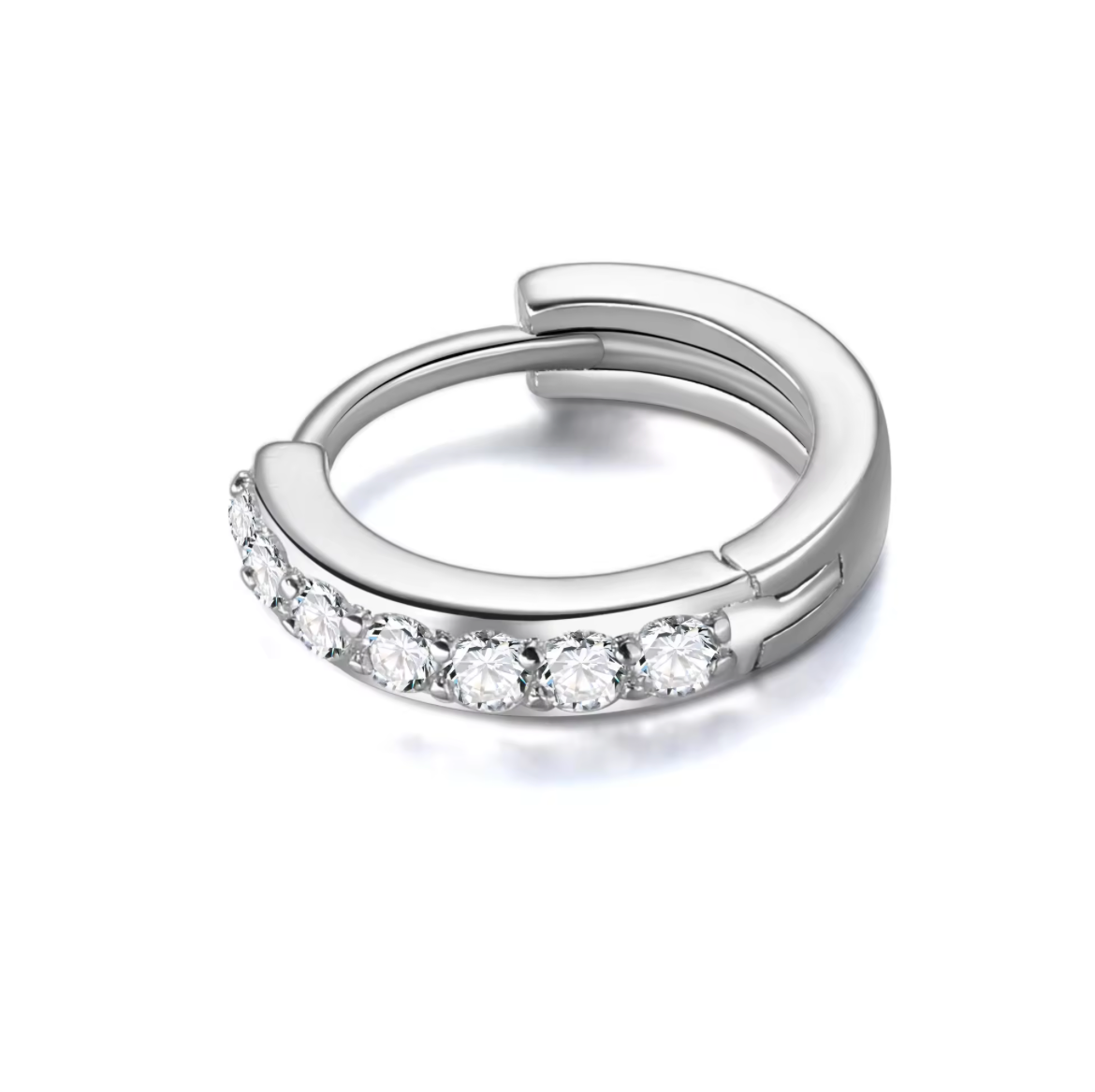 925 Sterling Silver Plated Square Cz Huggie Hoop Earrings Women Men