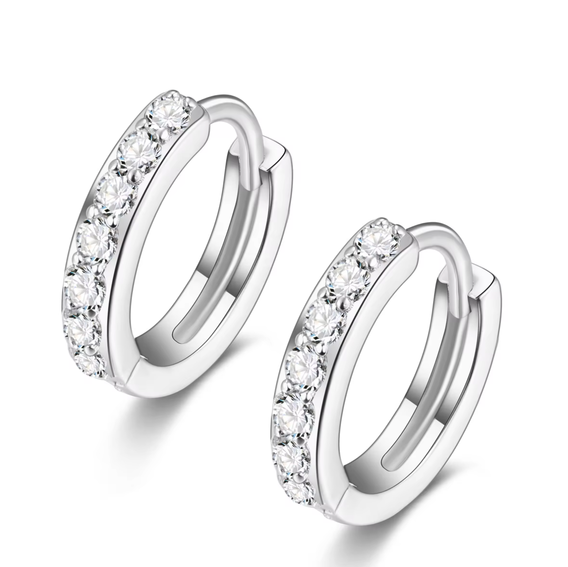 925 Sterling Silver Plated Square Cz Huggie Hoop Earrings Women Men