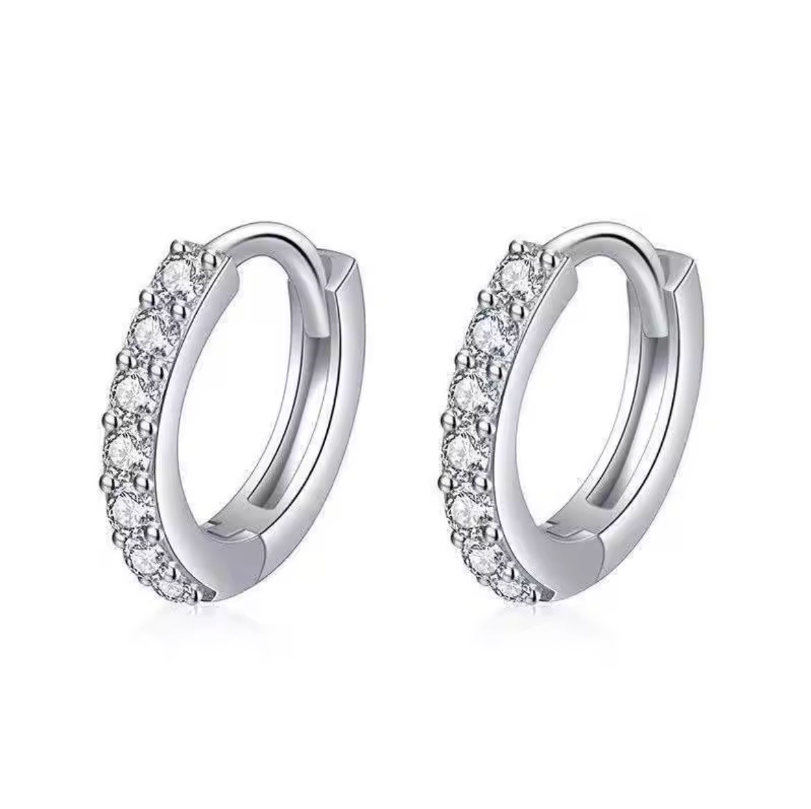 925 Sterling Silver Plated Square Cz Huggie Hoop Earrings Women Men