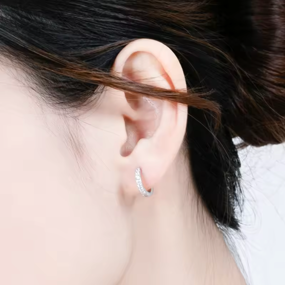 925 Sterling Silver Plated Square Cz Huggie Hoop Earrings Women Men