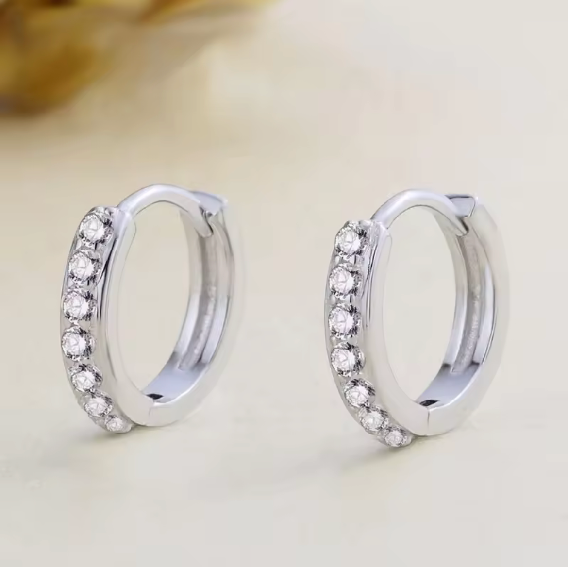 925 Sterling Silver Plated Square Cz Huggie Hoop Earrings Women Men