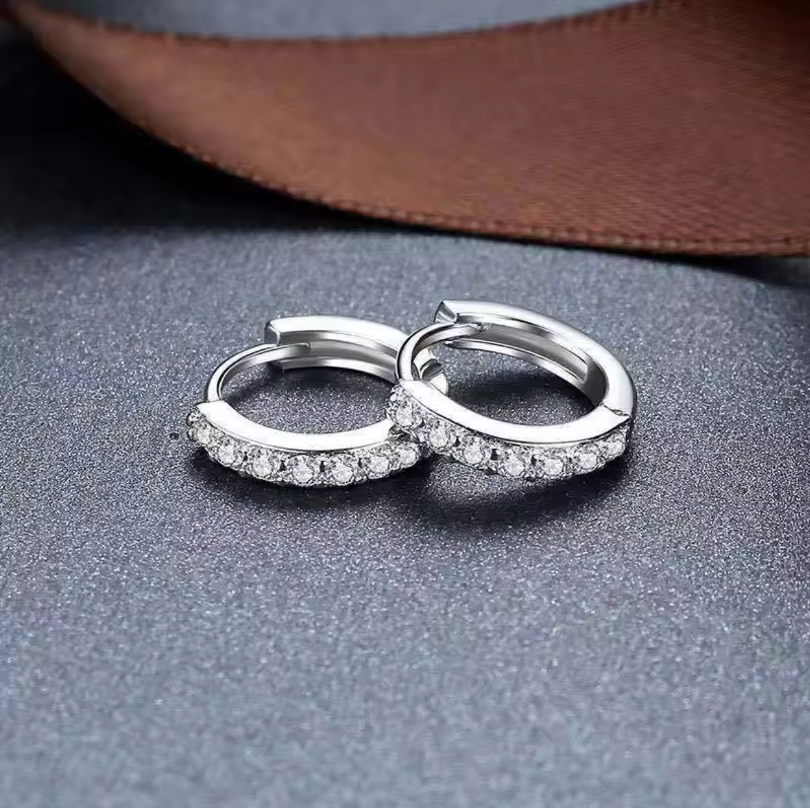 925 Sterling Silver Plated Square Cz Huggie Hoop Earrings Women Men