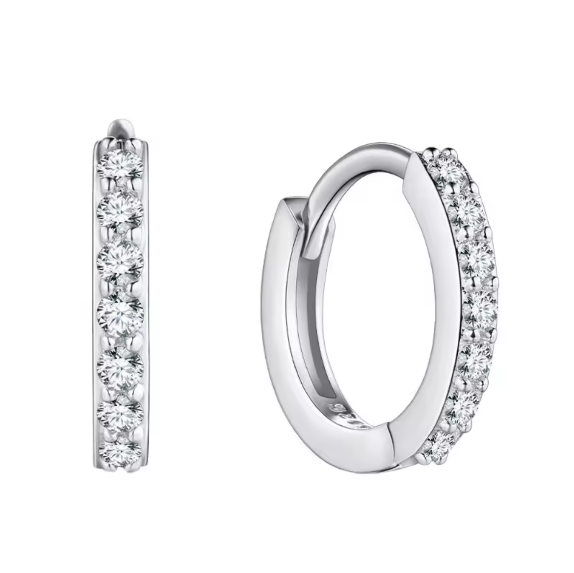 925 Sterling Silver Plated Square Cz Huggie Hoop Earrings Women Men
