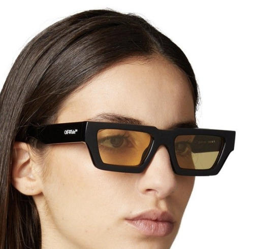 Pre-owned Off-white Oeri129s24pla0011018 Manchester Black Yellow Sunglasses