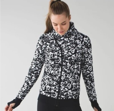 Lululemon Cozy Cuddle Up Jacket Fleur Sombre Black White Size 6   Floral