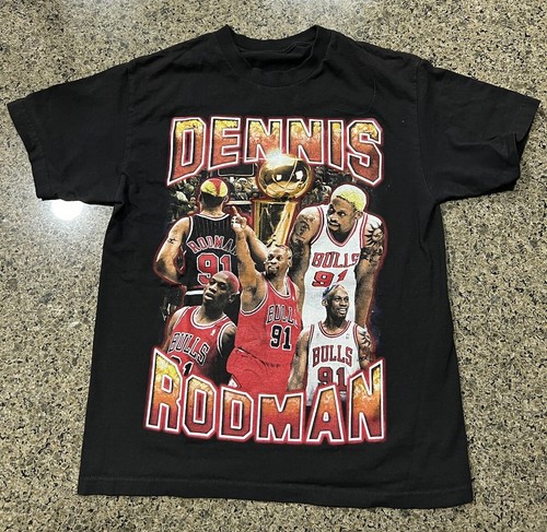 Men's Chicago Bulls Champ Dennis Rodman Worm Black Collage T