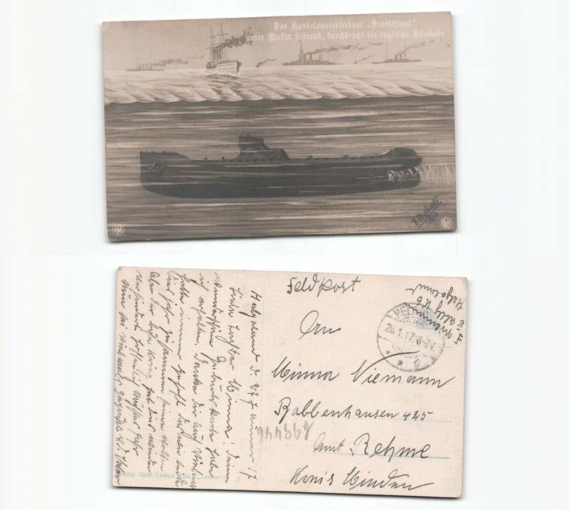 (B99446)   Ansichtskarte Handelsuboot Deutschland Durchbricht Die Englische