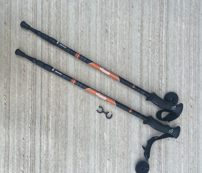 Orange Black Pinnacle Trekking Hiking Climbing Poles SET. Aluminum  Brand NEW