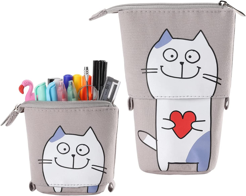 Standing Pencil Case, Cute Boba Pencil Case, Stationery Pen Case, Telescopic Pen