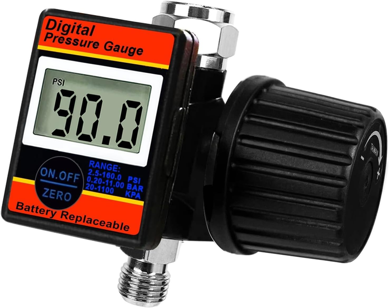 Digital Air Pressure Regulator 1/4 NPT Diaphragm Valve 160 PSI Gauge for Spray