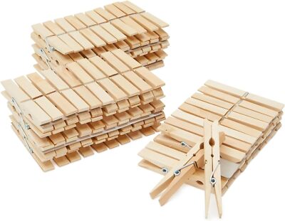  100-Pack Large 4 Inch Wooden Clothespins - Heavy Duty Outdoor Clothes Cli