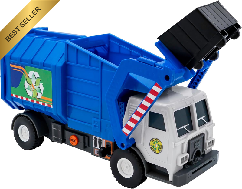 Action Drive 16” Garbage Truck Toy – Motion‑Drive Motorized Dumping, Flashing Li