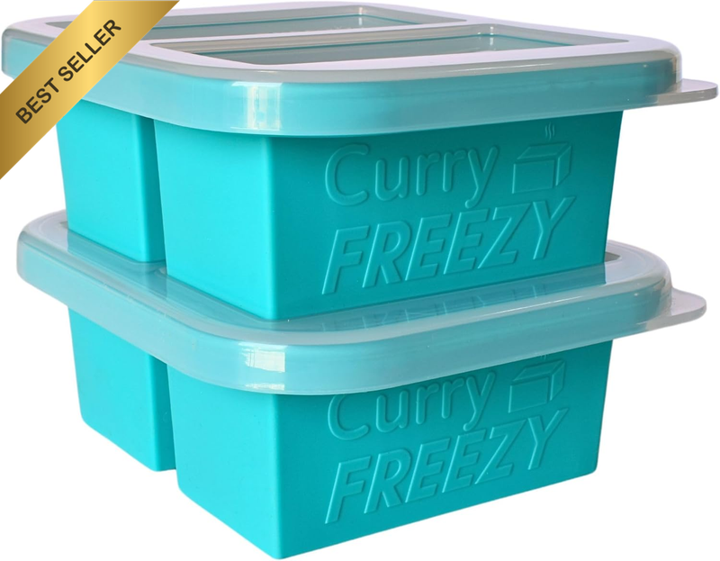 1Cup Silicone Freezer Tray with Stackable Lid (2-Pack)- Compact 2 Cavity Soup Cu