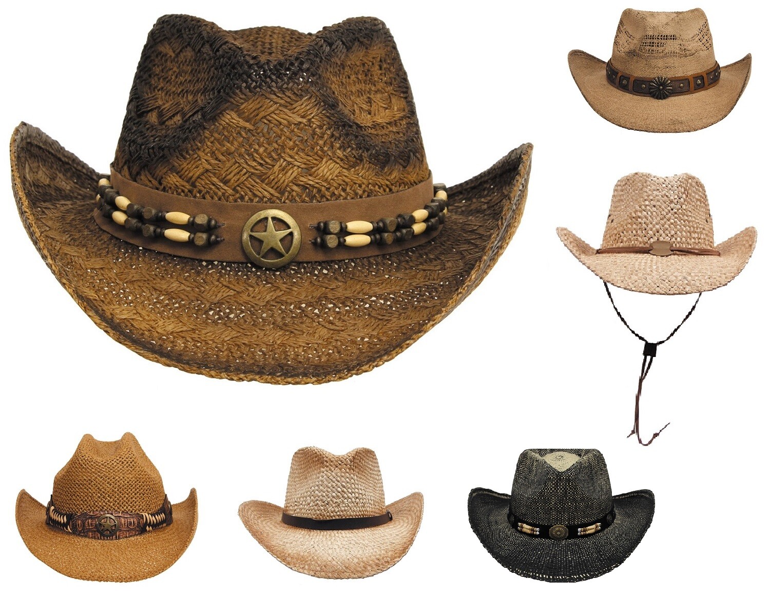 Cowboyhut Strohhut Westernhut Hut schwarz braun Square Dance neu Scippis Country