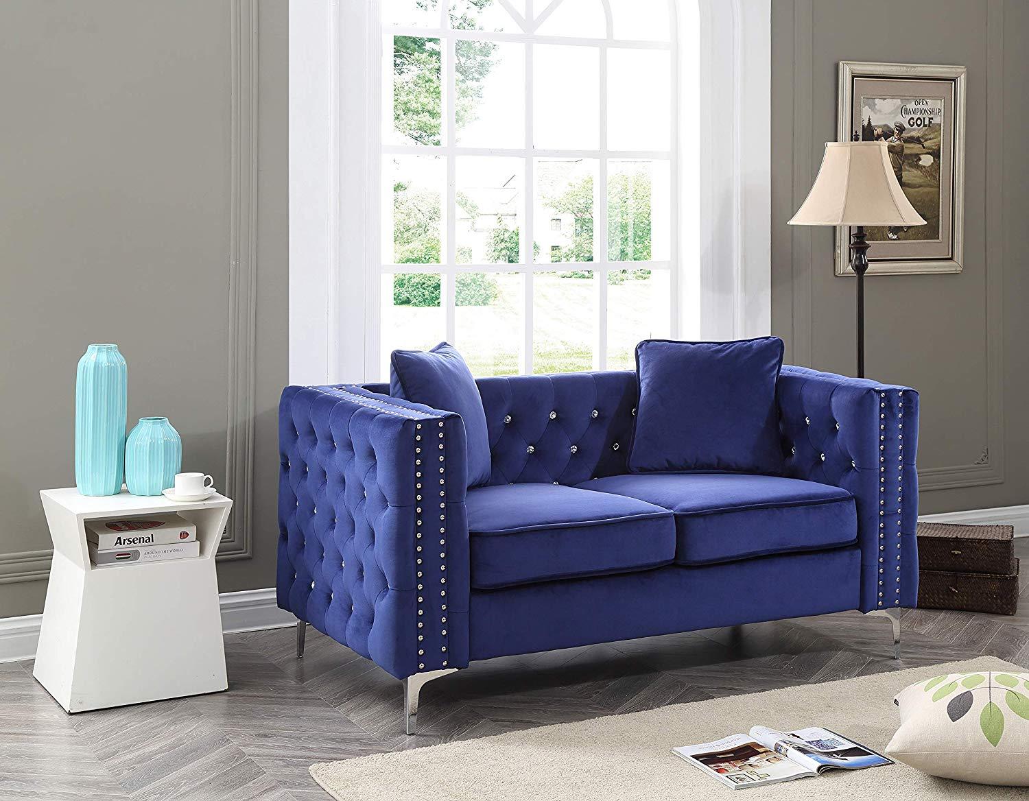 Glory Furniture Paige G829A-L Loveseat, Blue. Living Room Furniture, 30