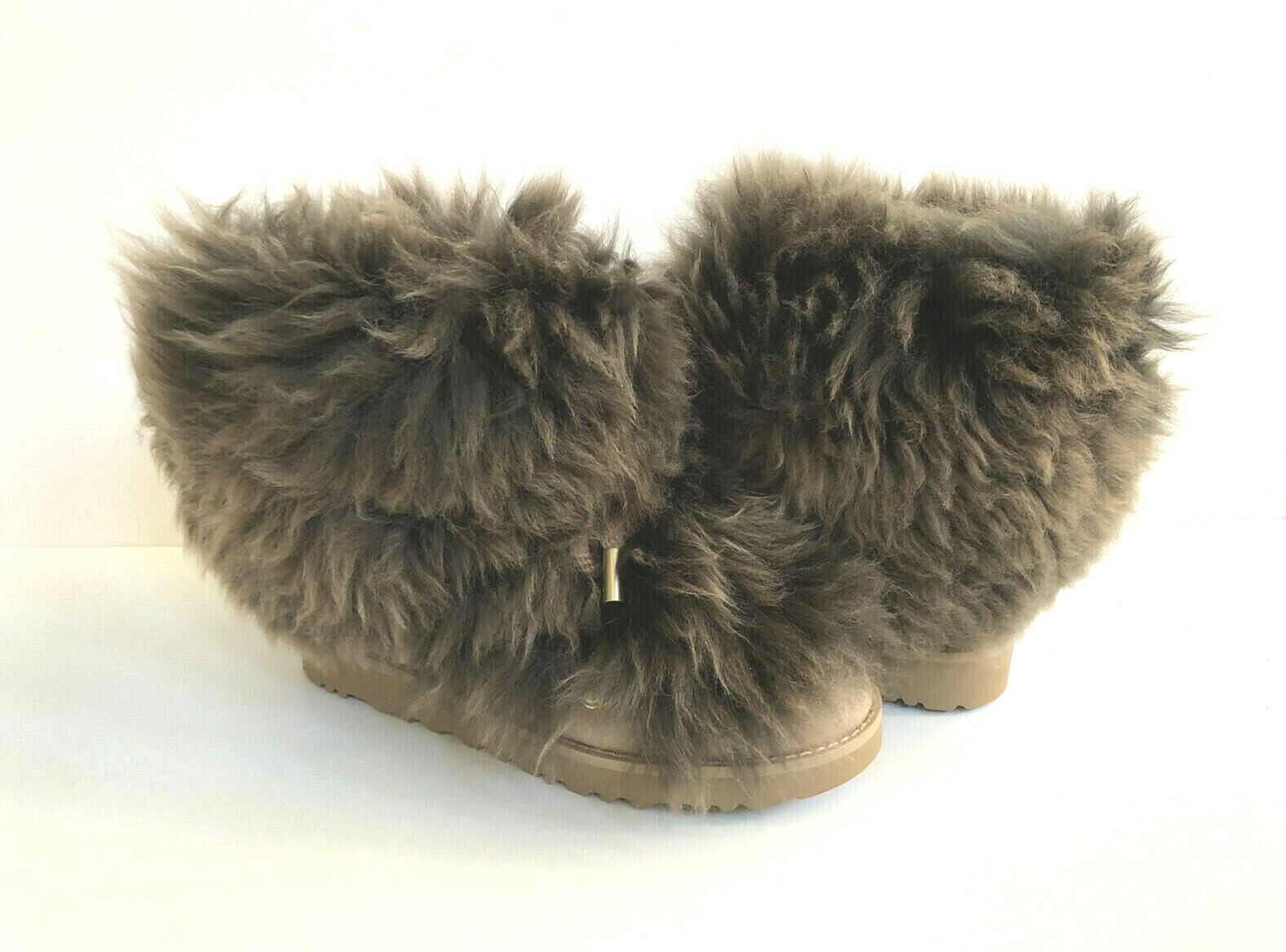 Pre-owned Ugg Classic Posh Mini Fur Beachwood Sheepskin Fur Boot Us 7 / Eu 38 / Uk 5 In Brown