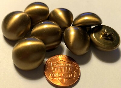 8 Domed Puffed Hollow Polished Brass Tone Metal Shank Buttons 11/16" 18mm 10158