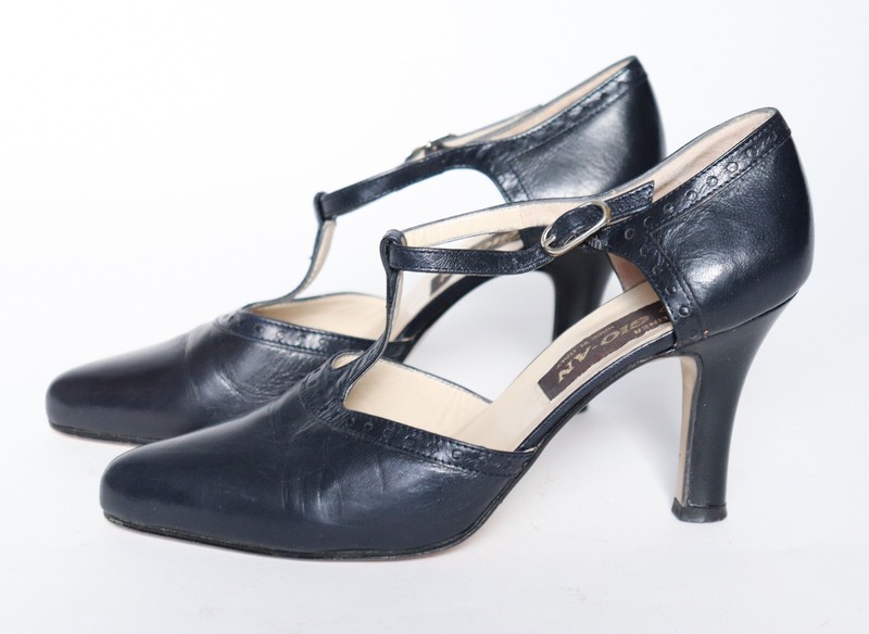 TBar Shoes Blue Leather 1920s Flapper Style UK 5 eBay