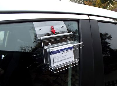 Visitenkartenbox wetterfest,f. Autoscheibe,mitHinweispfeil,Visitenkartenständer