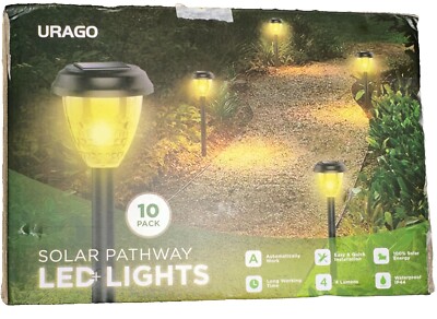 URAGO Super Bright Solar Lights Outdoor Waterproof 10 Pack Solar Pathway Lights 