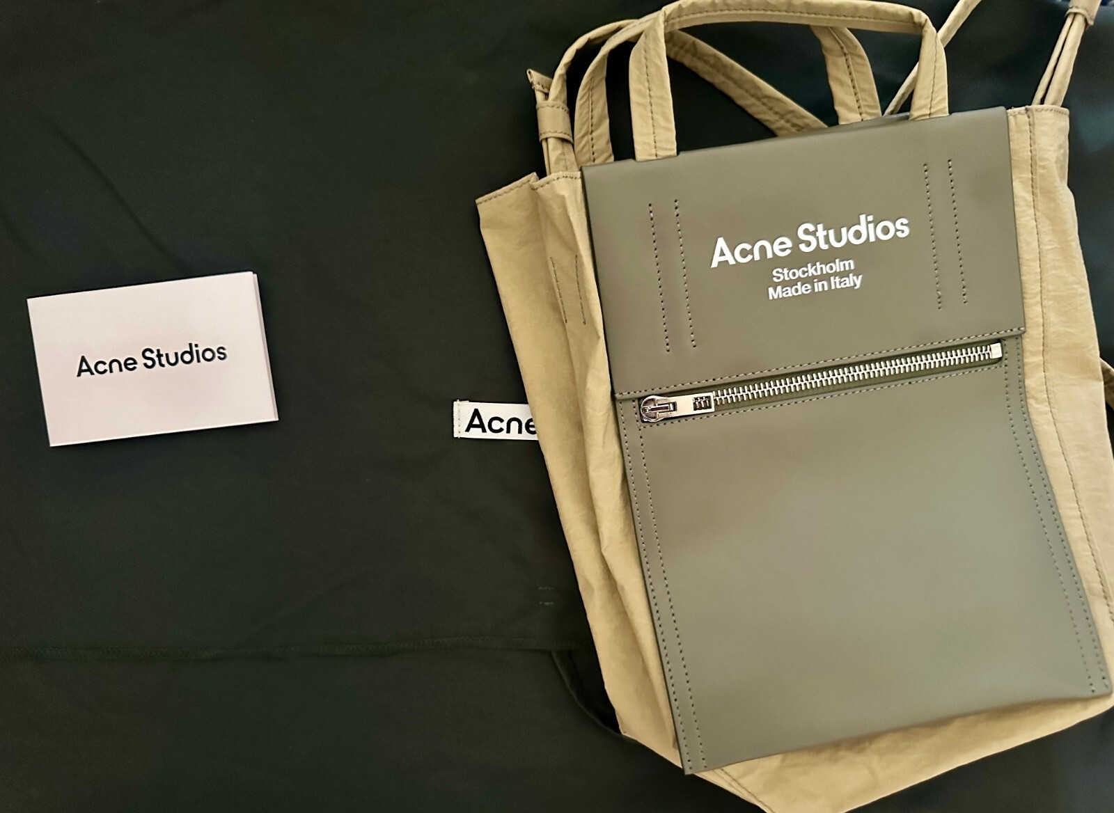 Acne Studios Baker Out Medium Tote Bag-Green&Brown | eBay