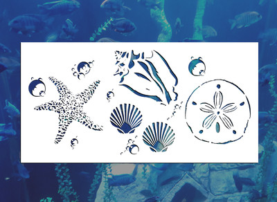 Assorted Shells Seashells Reusable Stencil (Many Sizes)