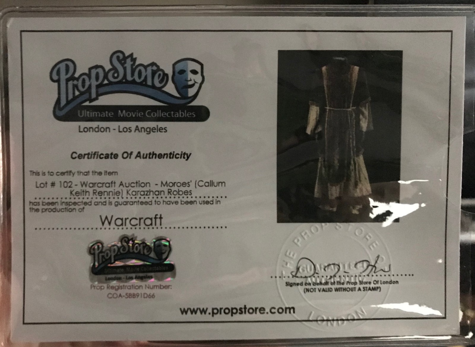 Warcraft Moroes Karazhan Robes Costume Authentic Movie Prop COA Cosplay