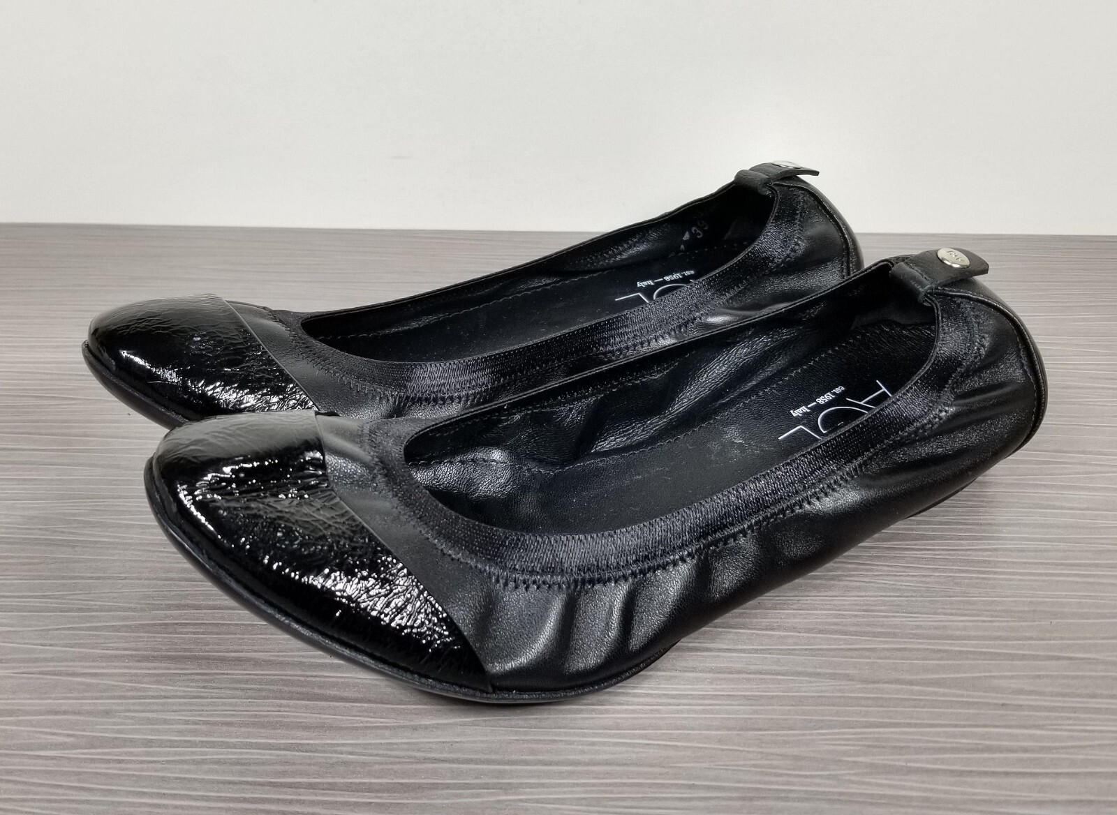 Attilio Giusti Leombruni Elasticized Topline Ballet Flat, Black Leather, 9 / 39