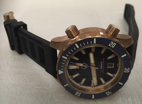 Pre-owned Zelos Abyss 3 3000m Bronze Black Sand 43mm Watch - Dealer & Warranty