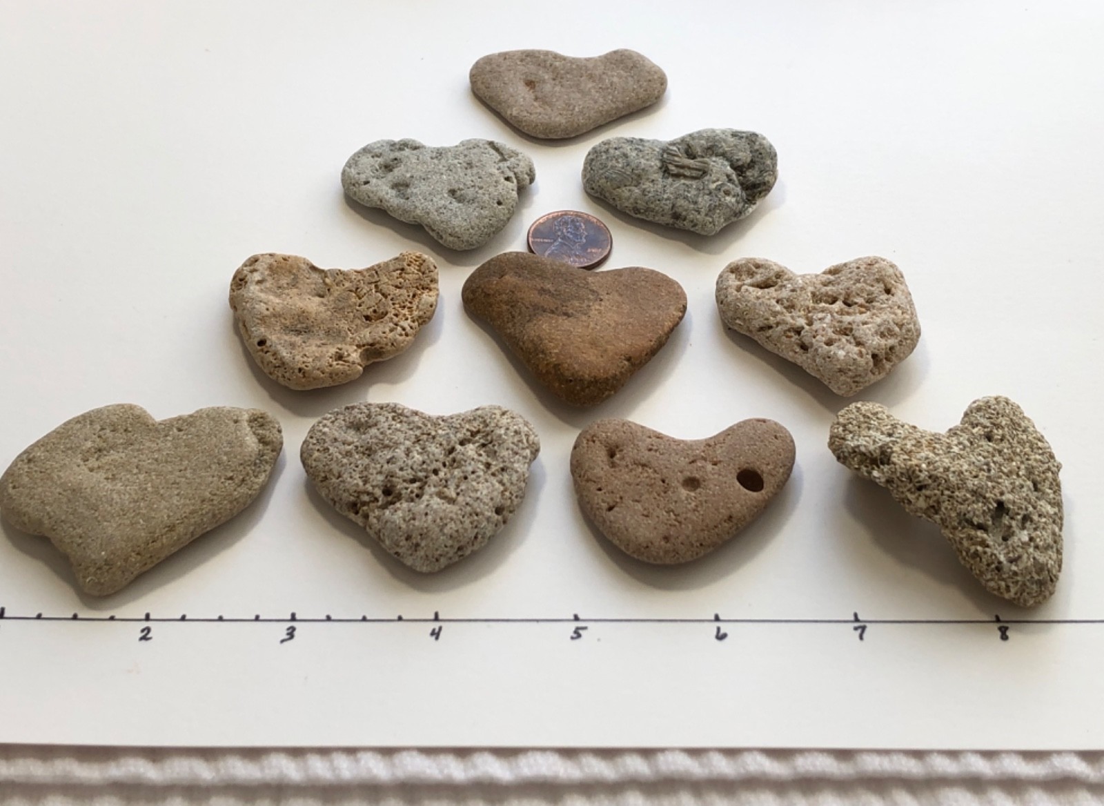 10 Natural Heart Shaped Beach Stones 1.5”-2