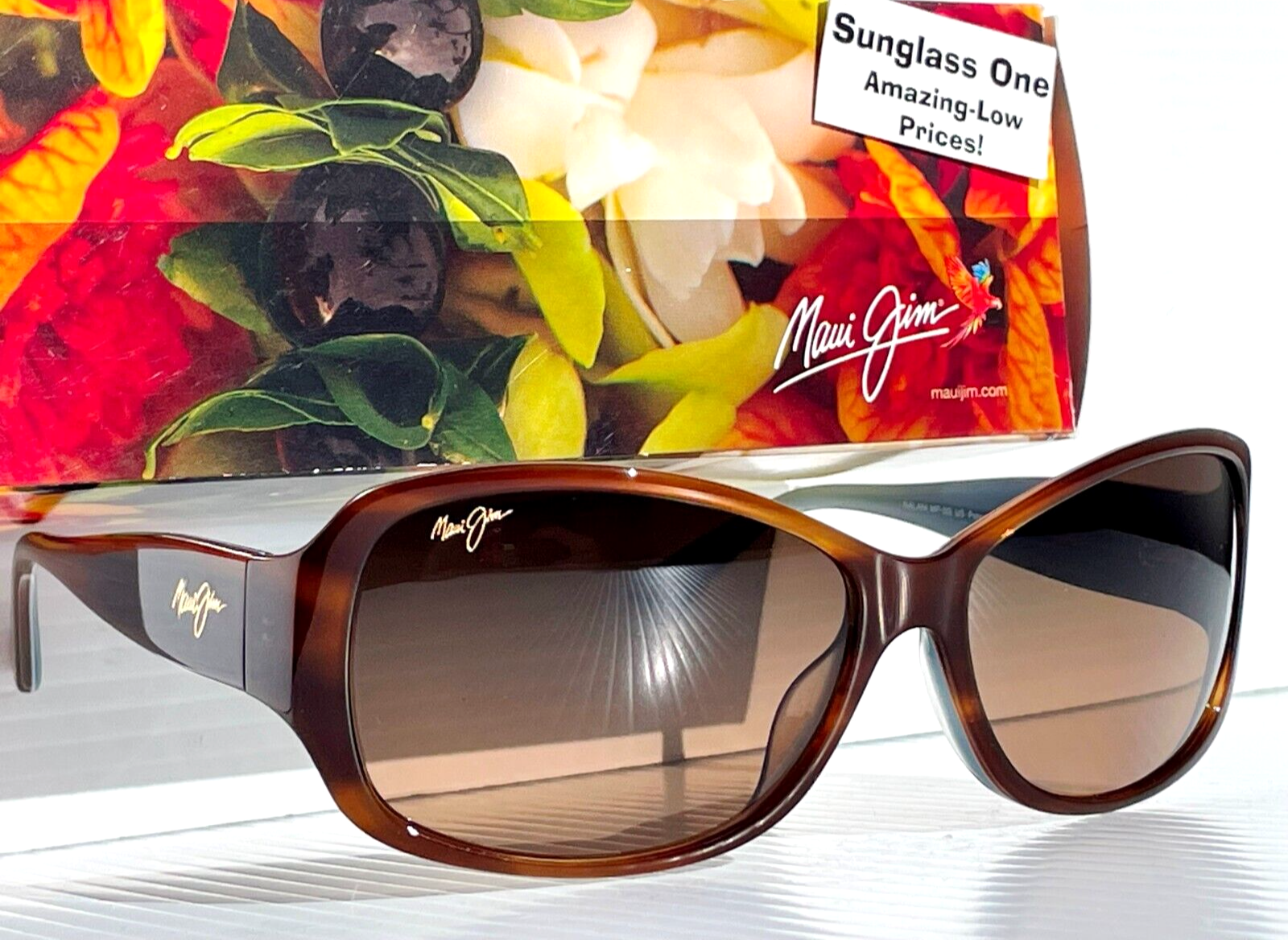 Pre-owned Maui Jim Nalani Tortoise White & Blue Polarized Bronze Sunglass Hs295-03t In Brown