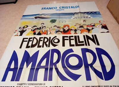 AMARCORD - Rare italy 55x80 movie poster FELLINI dolce vita movie poster