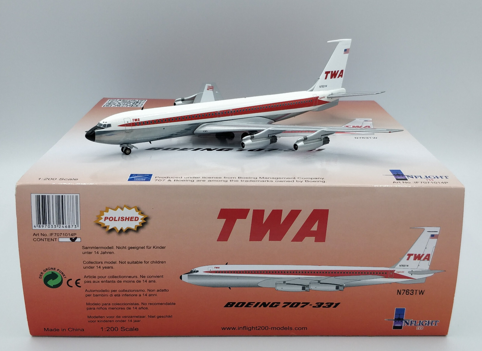大韓航空 B707-300 N370WA INFLIGHT200 1/200 INFLIGHT 200 IF7071014P - TWA Boeing 707-300 Reg.N763TW - 1