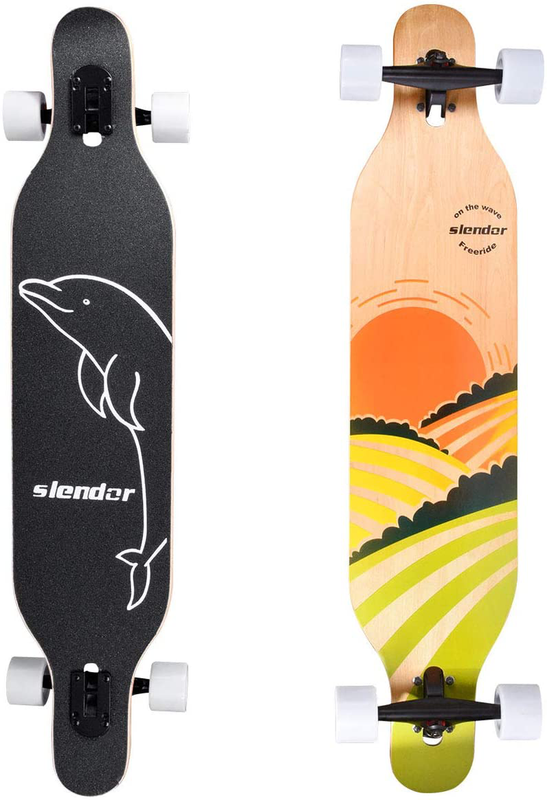 42 inch Longboard Skateboard Drop Through Deck Cruiser Freestyle Camber Concave