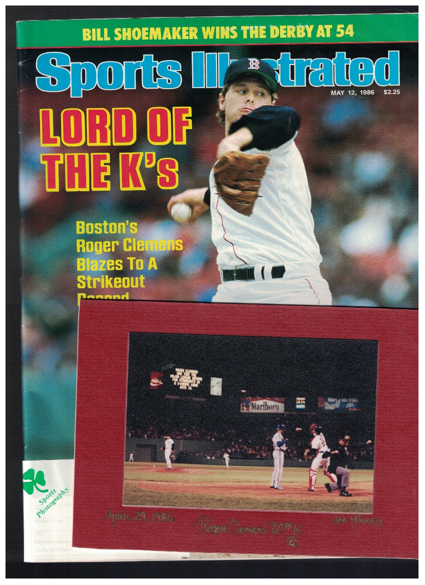Roger Clemens Boston Red Sox 4/29/86 20K Game Photo with Roger Clemens Boston Red Sox 4/29/86 20K Game Photo with