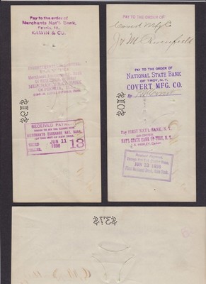 1898 Rock Island IL - Peoples National  Bank 3 Cancelled Checks - Eagle Shown